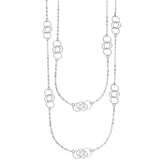 Sterling Silver Circle Charms Fancy Necklace, 36" fine designer jewelry for men and women